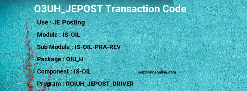 SAP O3UH_JEPOST transaction code