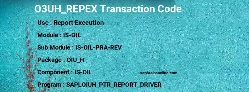 SAP O3UH_REPEX transaction code