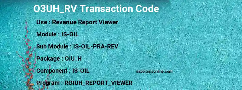 SAP O3UH_RV transaction code