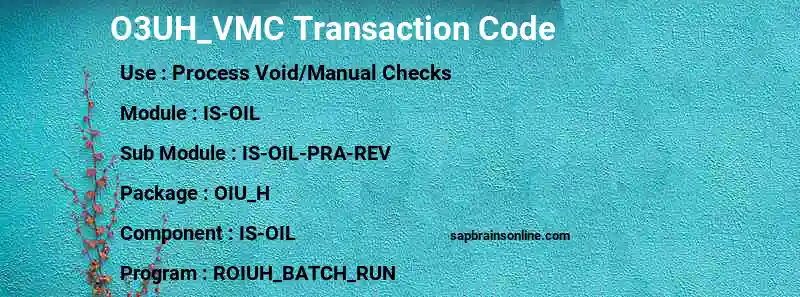 SAP O3UH_VMC transaction code