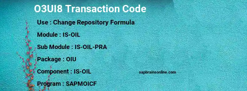 SAP O3UI8 transaction code