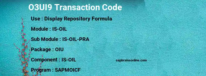 SAP O3UI9 transaction code
