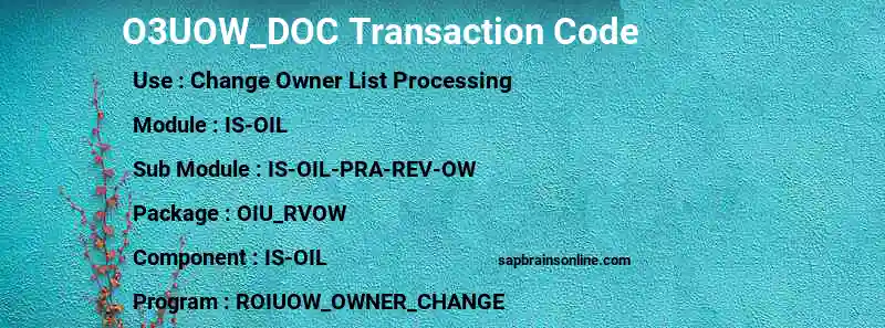 SAP O3UOW_DOC transaction code