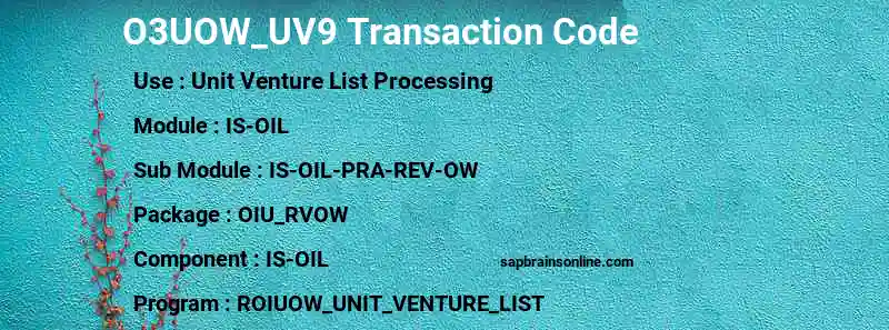 SAP O3UOW_UV9 transaction code