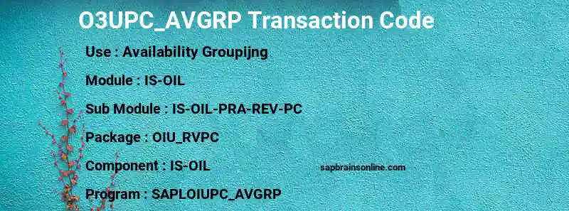 SAP O3UPC_AVGRP transaction code