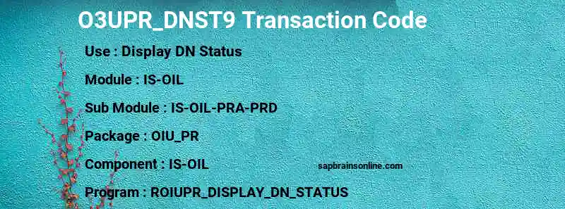 SAP O3UPR_DNST9 transaction code