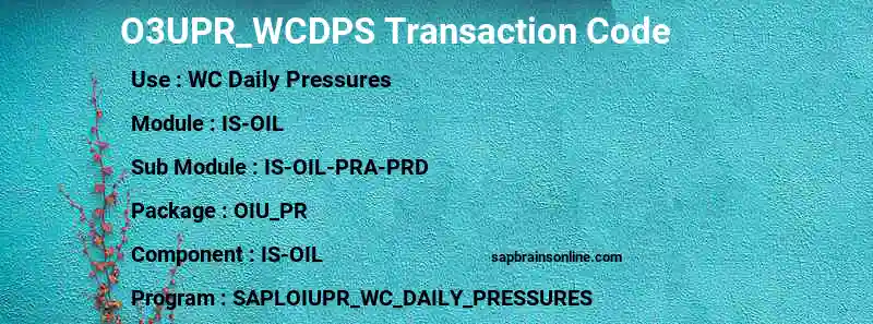 SAP O3UPR_WCDPS transaction code