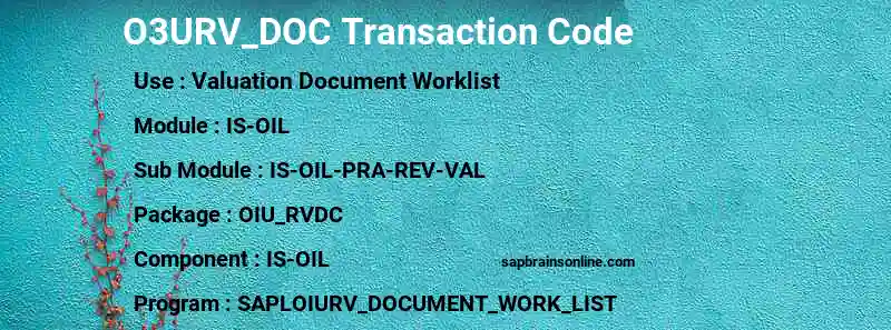 SAP O3URV_DOC transaction code