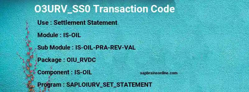 SAP O3URV_SS0 transaction code