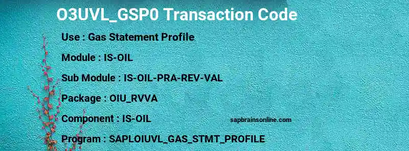 SAP O3UVL_GSP0 transaction code