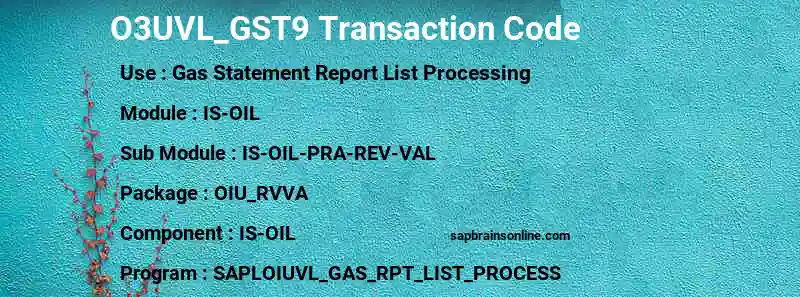 SAP O3UVL_GST9 transaction code