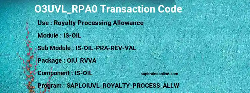 SAP O3UVL_RPA0 transaction code