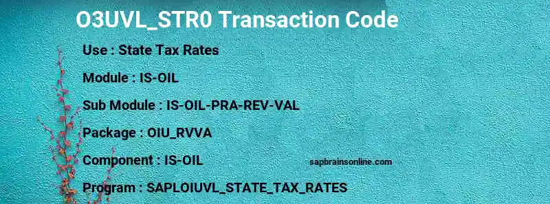 SAP O3UVL_STR0 transaction code