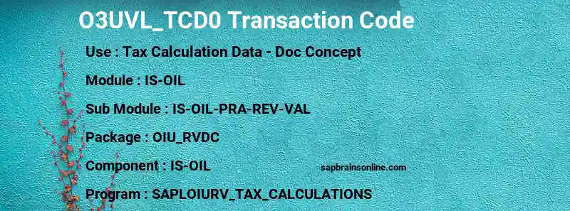 SAP O3UVL_TCD0 transaction code