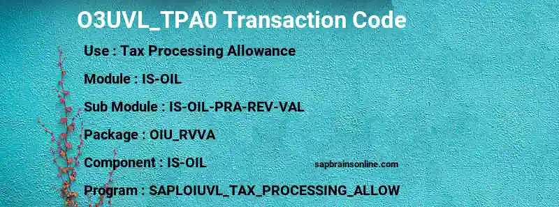 SAP O3UVL_TPA0 transaction code