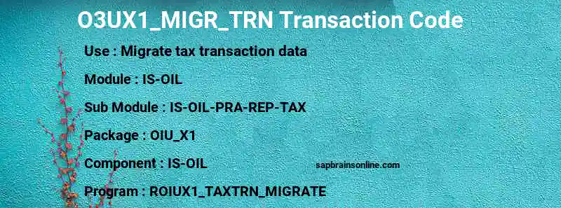 SAP O3UX1_MIGR_TRN transaction code
