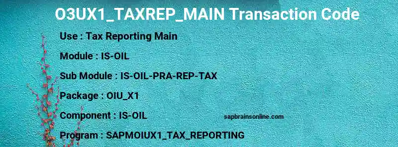 SAP O3UX1_TAXREP_MAIN transaction code