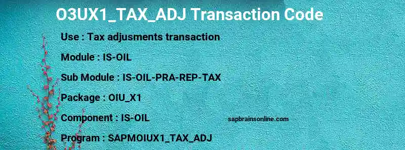SAP O3UX1_TAX_ADJ transaction code