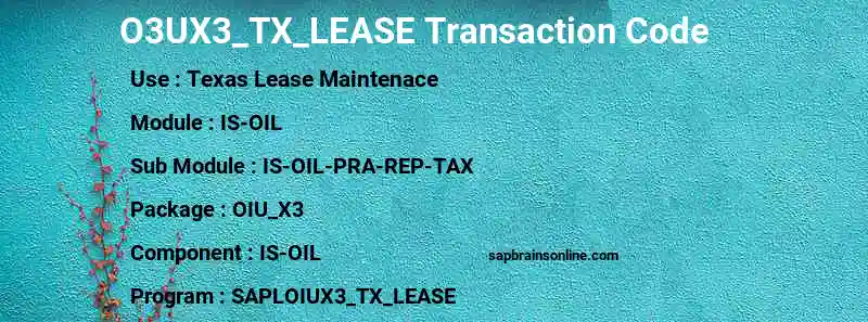 SAP O3UX3_TX_LEASE transaction code