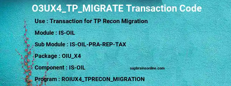 SAP O3UX4_TP_MIGRATE transaction code