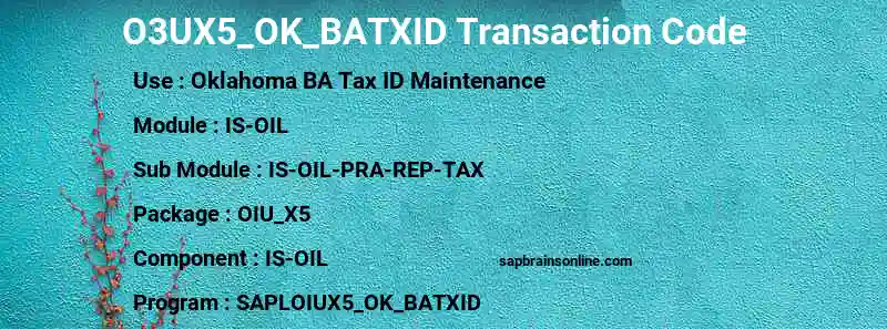 SAP O3UX5_OK_BATXID transaction code