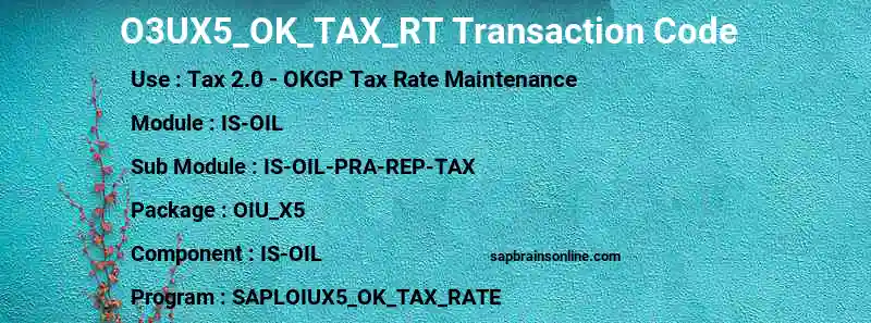 SAP O3UX5_OK_TAX_RT transaction code