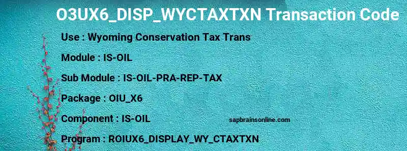 SAP O3UX6_DISP_WYCTAXTXN transaction code