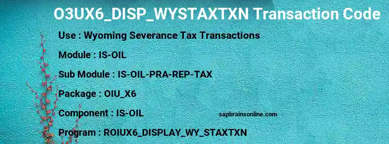 SAP O3UX6_DISP_WYSTAXTXN transaction code