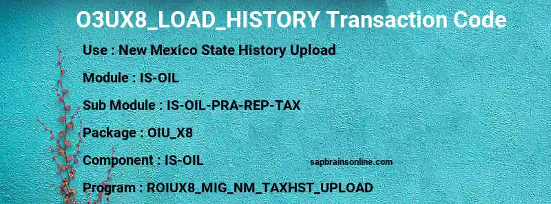 SAP O3UX8_LOAD_HISTORY transaction code