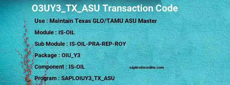 SAP O3UY3_TX_ASU transaction code