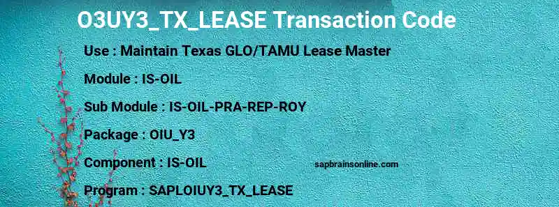 SAP O3UY3_TX_LEASE transaction code