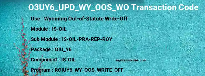 SAP O3UY6_UPD_WY_OOS_WO transaction code
