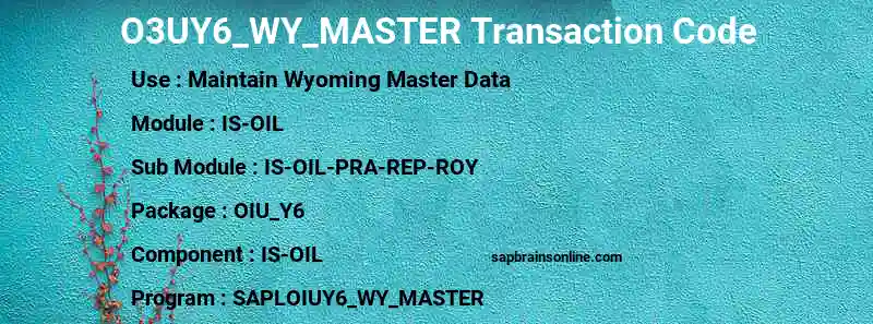 SAP O3UY6_WY_MASTER transaction code