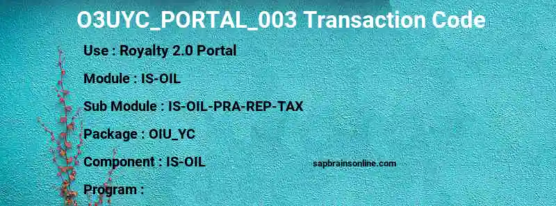 SAP O3UYC_PORTAL_003 transaction code