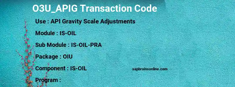 SAP O3U_APIG transaction code