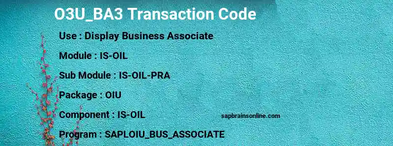 SAP O3U_BA3 transaction code