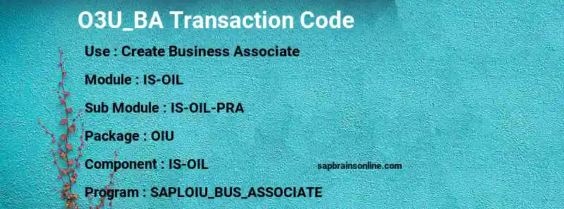 SAP O3U_BA transaction code