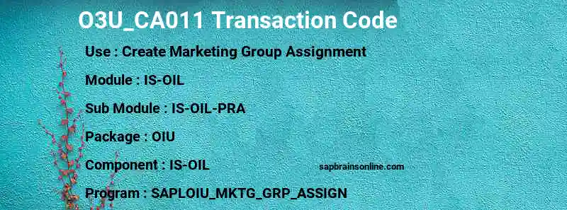 SAP O3U_CA011 transaction code