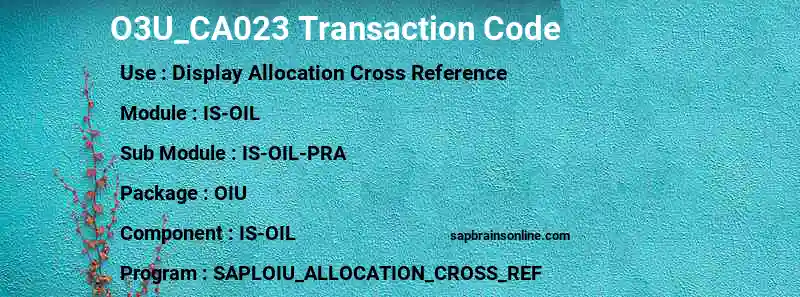 SAP O3U_CA023 transaction code