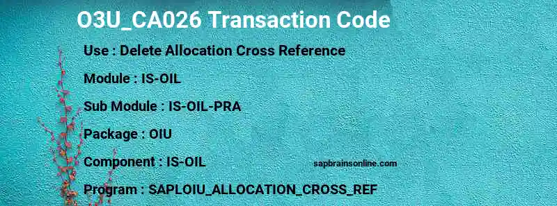 SAP O3U_CA026 transaction code