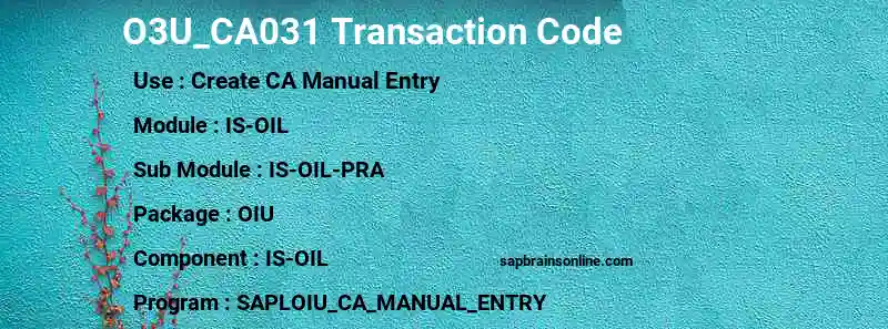 SAP O3U_CA031 transaction code