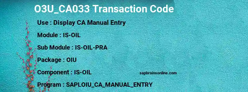 SAP O3U_CA033 transaction code