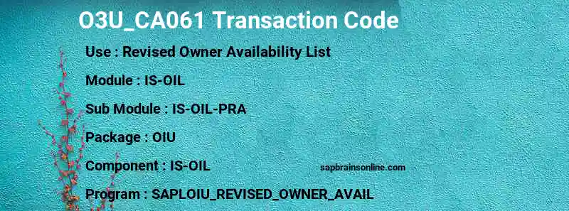 SAP O3U_CA061 transaction code