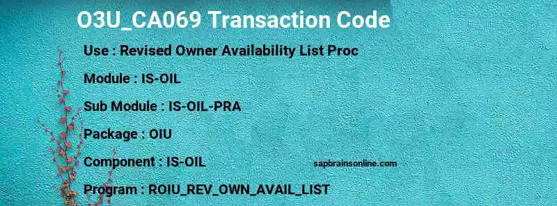 SAP O3U_CA069 transaction code