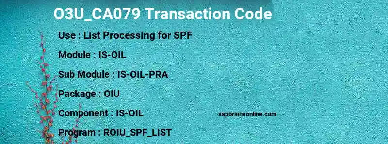 SAP O3U_CA079 transaction code