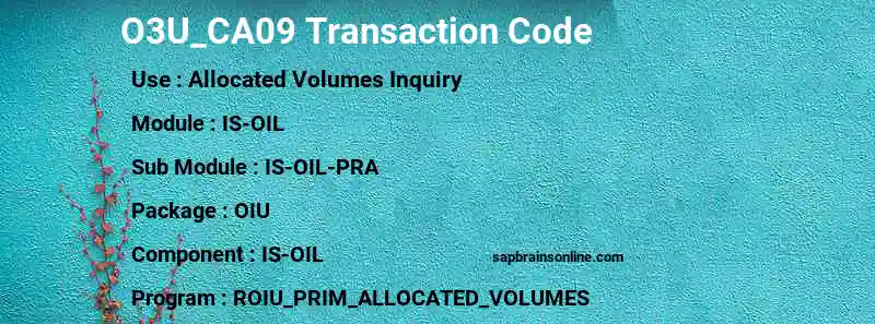 SAP O3U_CA09 transaction code