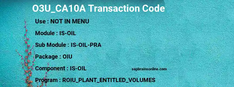 SAP O3U_CA10A transaction code