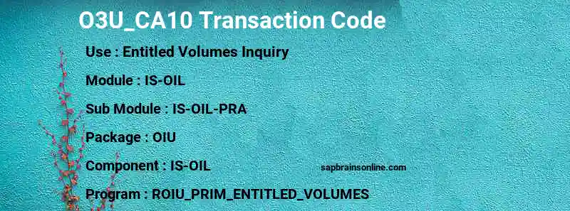 SAP O3U_CA10 transaction code