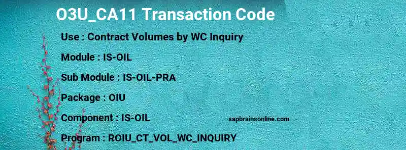 SAP O3U_CA11 transaction code