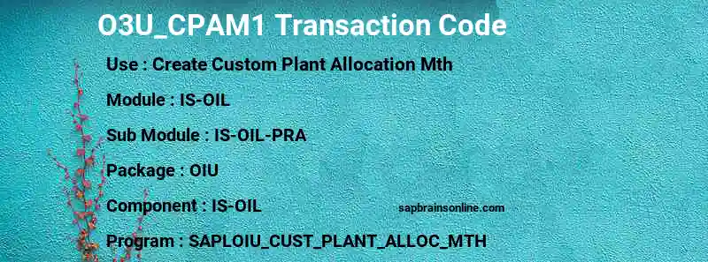 SAP O3U_CPAM1 transaction code